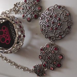 Bangle bracelet and matching necklace with earrings